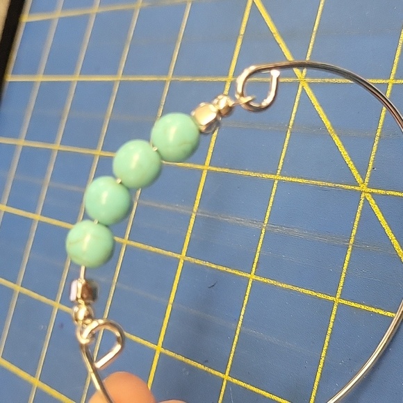 Western Silver Tone Bracelet with Turquoise Beads - Picture 2 of 4